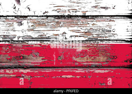 Drapeau national de la Pologne sur un fond de bois terne Banque D'Images