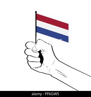 Poing serré soulevé en l'air tenant le drapeau national du Pays-Bas Illustration de Vecteur