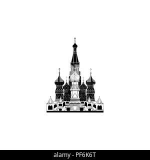 Attractions touristiques du monde. La Cathédrale Saint-Basile à Moscou Illustration de Vecteur