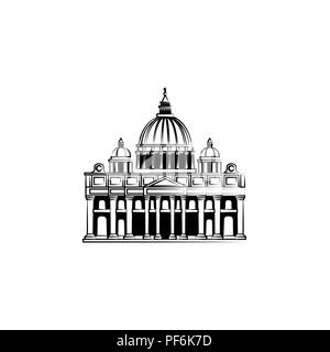 Attractions touristiques du monde. La cathédrale Saint-Pierre à Rome. La basilique Saint Pierre Illustration de Vecteur