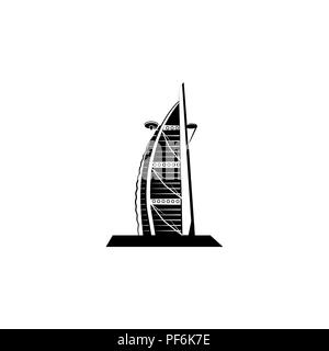 Attractions touristiques du monde. Hôtel Burj el Arab à Dubaï Illustration de Vecteur
