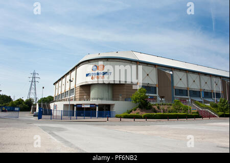 Le Sheffield Motorpoint Arena bâtiment a été nommé en 2010 et a changé son nom pour FlyDSA Arena Sheffield par Doncaster Airport en 2015 Banque D'Images