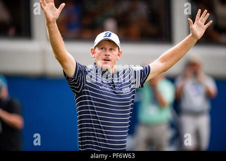 Cours de Greensboro, Caroline du Nord, USA. 19 août, 2018. Brandt Snedeker pendant le Wyndham Championship, le dimanche 19 août, 2018 à Sedgefield Country Club à Greensboro, NC. Jacob Kupferman/CSM Crédit : Cal Sport Media/Alamy Live News Banque D'Images