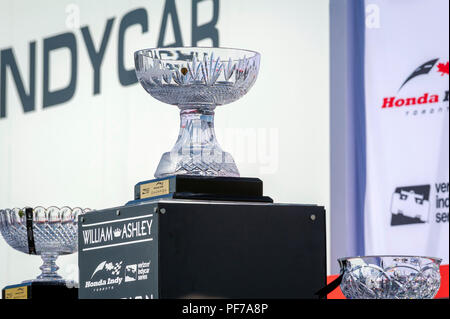 Trophées pour les gagnants du podium de célébrations au jour de la course Indy car à Toronto, le 15 juillet 2018 Banque D'Images