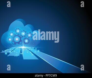 3d business intelligence cloud computing technologie de stockage de données de transaction avec la ligne de connexion réseau concept. vector illustration eps10. Illustration de Vecteur