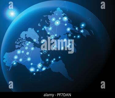 Internet sans fil dans le monde mondial ligne cyber connexion réseau business zone vue en perspective .EPS10 Vector illustration Illustration de Vecteur