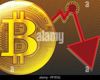 Bitcoin or crash graphique de l'indicateur de zone vente panique cycles concept. Illustration vecteur eps10 Illustration de Vecteur