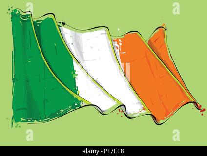 Vector Illustration d'un grange Waving Flag irlandais. Tous les éléments parfaitement sur des couches bien définies Illustration de Vecteur