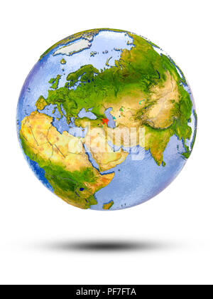 Azerbaïdjan Le globe avec ombre isolé sur fond blanc. 3D illustration. Banque D'Images