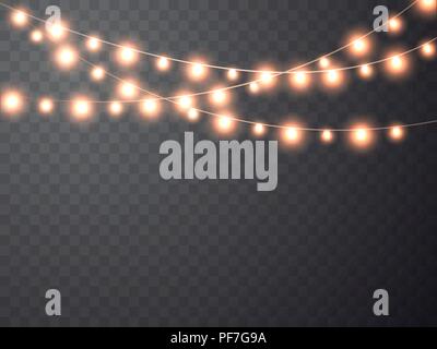 Guirlande de Noël. Ampoules rougeoyant. Lumières de Noël vecteur Illustration de Vecteur