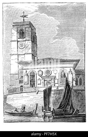 12e siècle Chelsea ancienne église, aka Tous les Saints, est une église anglicane sur l'ancienne rue de l'Église, Chelsea, Londres, Angleterre, près de l'Albert Bridge. C'était l'église paroissiale de Chelsea lorsqu'il a été un village, avant qu'il ne soit englouti par Londres. Le bâtiment était composé d'un chœur du 13ème siècle avec des chapelles à l'amérique du nord et du sud (c.1325) et une nef et une tour construite en 1670. La chapelle au sud a été reconstruit en 1528 que Sir Thomas More's chapelle privée. dates de 1157. Banque D'Images