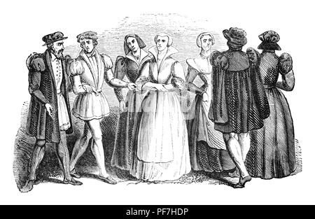 Fashion : le règne du roi Édouard VI était court. Au cours de son règne, la tunique des hommes est devenu le doublet, à l'origine un vêtement corps lâche avec jupes jupes ; devenir disposés en plis précis, les plis sur la jupe sont raccourcies, plus ils deviennent plus devient le manteau ; la télévision cap est devenu commun et la première arrivée des bas de soie en Angleterre Banque D'Images