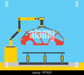 Corps de voiture sur la ligne de montage le convoyeur Illustration de Vecteur