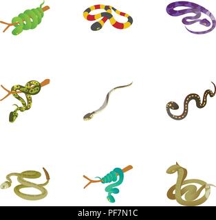 Rattlesnake icons set, cartoon style Illustration de Vecteur