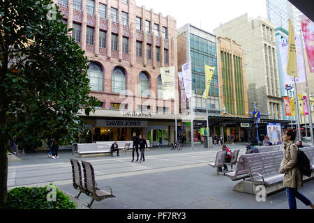 Bourke Street, Melbourne, en hiver Banque D'Images