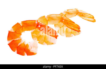 Crevettes tiger, queue de langoustines isolé sur fond blanc, fruits de mer Banque D'Images