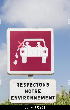 Respecter notre environnement panneau routier en France Banque D'Images