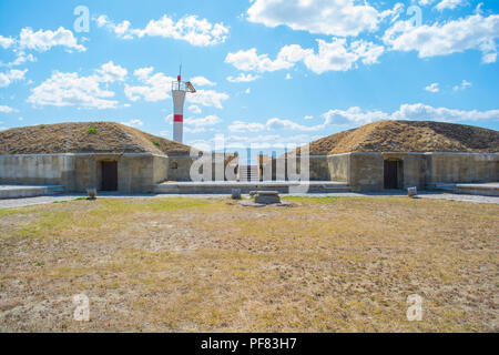 CANAKKALE, TURQUIE - Août 10, 2018 : mise en place fort Rumeli Mecidiye (Tabya turc). Cette mise en place a frappé l'océan du cuirassé HMS Royal BRITANNIQUE N Banque D'Images