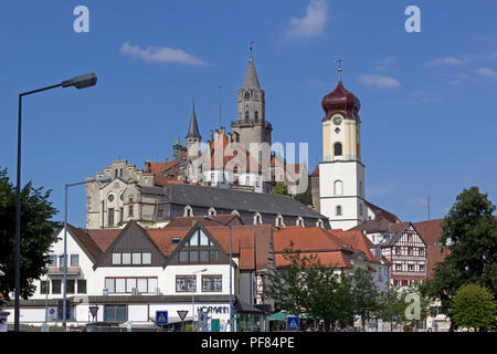 Ville et église de Saint-Jean, Sigmaringen, Bade-Wurtemberg, Allemagne Banque D'Images