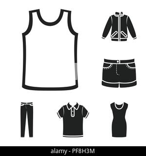 Différents types de vêtements icônes noires dans set collection pour la conception. Vêtements et style symbole vecteur illustration de stock. Illustration de Vecteur