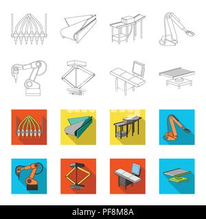 L'industrie automobile et l'autre icône de contours,flet style.Les nouvelles technologies de l'ensemble des icônes de collection. Illustration de Vecteur