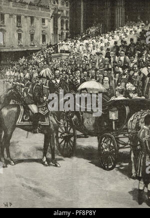 Procession du Jubilé de diamant, la reine Victoria, le 22 juin 1897. Le service d'action de grâce à St Paul's, Londres, Angleterre Banque D'Images