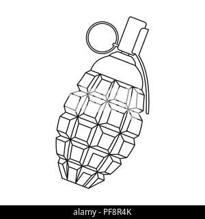 Icône Grenade contour. Icône d'arme unique de l'ammunitio, bras contour. Illustration de Vecteur