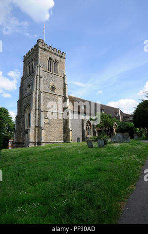 L'Eglise signe de l'église St Etheldreda, Hatfield, Hertfordshire, nous dit qu'une église a pris la parole ici depuis le 7ème siècle. Banque D'Images