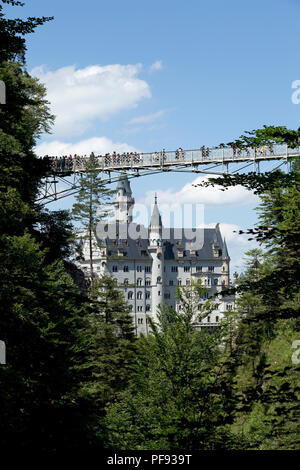 Le château de Neuschwanstein et Marienbruecke (Mary's Bridge), Hohenschwangau, Allgaeu, Bavaria, Germany Banque D'Images