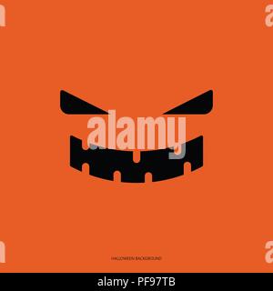 Fond d'Halloween concept : Smile ghost sur fond orange comme une citrouille pour papier peint, poster, vente de publicité, bannière site web. Illustration de Vecteur