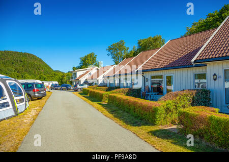 Kristiansand, Norvège - 30.06.2018 : Camping Maisons pour les voyageurs à côté de Kristiansand, Norvège Banque D'Images