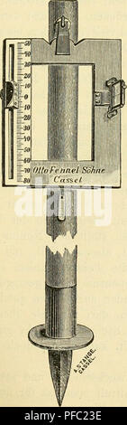 Cette image est tirée de 'Der Tropenpflanzer', une revue allemande consacrée à l'agriculture tropicale. Il traite de l'utilisation de l'instrument Boseschen pour un nivellement précis dans les terres agricoles. L'instrument, un dispositif pendulaire, est utilisé pour des mesures rapides et précises dans les exploitations agricoles tropicales. Banque D'Images