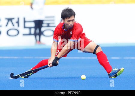 Jakarta, Indonésie. 20e Août, 2018. Hirotaka Zendana (JPN) Hockey : Men's Group une correspondance entre le Japon 11-0 Sri Lanka au stade Bung from Terrain de hockey au cours de la 2018 Jeux Asiatiques Palembang Jakarta à Jakarta, Indonésie . Credit : Naoki Morita/AFLO SPORT/Alamy Live News Banque D'Images