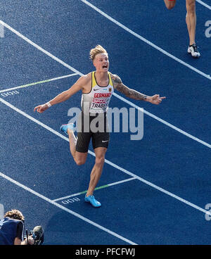 Berlin, Deutschland. 10 août, 2018. jubilation Gregor TRABER, Allemagne, demi-finale 110m hommes, le Huerden sur 10.08.2018 Championnats d'Europe d'athlétisme 2018 à Berlin/Allemagne à partir de 06.08. - 12.08.2018. Utilisation dans le monde entier | Credit : dpa/Alamy Live News Banque D'Images