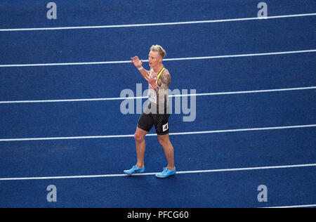 Berlin, Deutschland. 10 août, 2018. jubilation Gregor TRABER, Allemagne, demi-finale 110m hommes, le Huerden sur 10.08.2018 Championnats d'Europe d'athlétisme 2018 à Berlin/Allemagne à partir de 06.08. - 12.08.2018. Utilisation dans le monde entier | Credit : dpa/Alamy Live News Banque D'Images