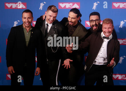 New York, NY, USA. 20e Août, 2018. Backstreet Boys dans la salle de presse au 2018 MTV Video Music Awards au Radio City Music Hall de New York le 20 août 2018. Crédit : Diego Corredor Punch/media/Alamy Live News Banque D'Images