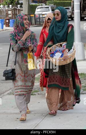 Jamaica Queens. Août 21, 2018. La Jamaïque, Queens, New York, le 21 août 2018 - Les participants au cours de l'Eid Mubarak célébrations dans la Jamaïque des reines. Promu par le centre musulman de la Jamaïque (JMC) que cervices l'un des plus importants de la communauté musulmane aux Etats-Unis. Photos : Luiz Rampelotto/EuropaNewswire | Conditions de crédit dans le monde entier : dpa/Alamy Live News Banque D'Images