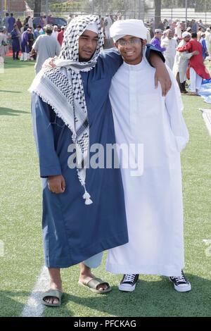 Jamaica Queens. Août 21, 2018. La Jamaïque, Queens, New York, le 21 août 2018 - Les participants au cours de l'Eid Mubarak célébrations dans la Jamaïque des reines. Promu par le centre musulman de la Jamaïque (JMC) que cervices l'un des plus importants de la communauté musulmane aux Etats-Unis. Photos : Luiz Rampelotto/EuropaNewswire | Conditions de crédit dans le monde entier : dpa/Alamy Live News Banque D'Images