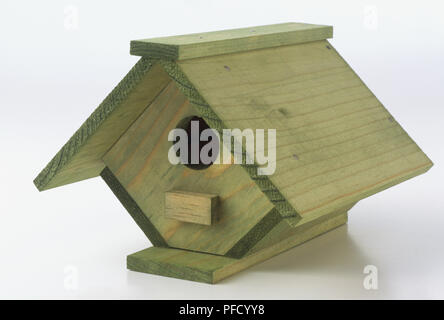 Pigeonnier en bois verni, Close up. Banque D'Images