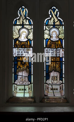 Anges vitrail, Saint Pierre et Saint Paul's Church, Hathern, Leicestershire, England, UK Banque D'Images