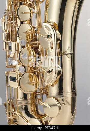 Saxophone ténor, verrouillage du clavier, close-up Banque D'Images