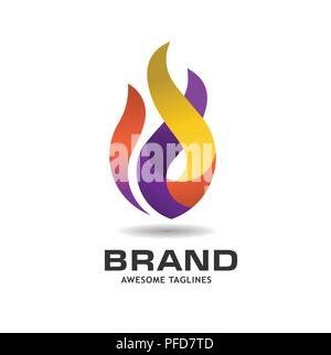 Feu flamme logo vector vecteur de conception. Feu flamme vecteur éléments colorés. Feu flamme icône créative. Illustration de Vecteur