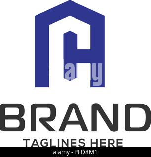 Lettre CH real estate logo, logo immobilier concept illustration, lettre CH comme vecteur logo maison Illustration de Vecteur