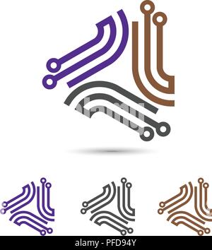 L'électronique numérique, Creative design de logo logo circuits électroniques vecteur, il logo de la notion Illustration de Vecteur