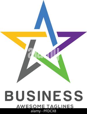 Couleur Star logo vector,Star icône couleur, catégorie, grade. Star symbole d'astrologie. L'icône Star logotype. Logo star du sport. L'astronomie du logo Illustration de Vecteur