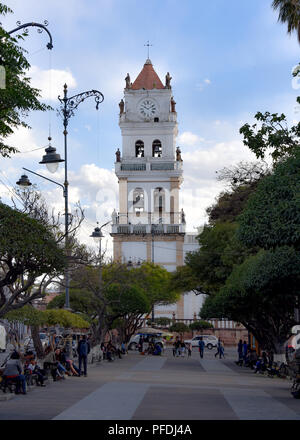 La Cathédrale Métropolitaine de Sucre, dans la région de Plaza 25 de Mayo square à Sucre, Bolivie Banque D'Images