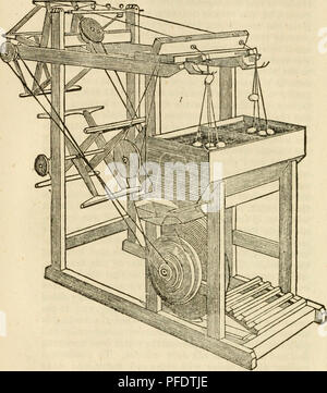 . Dennis' ; manuel de la soie. Les vers à soie. [From old catalog] ; l'industrie de la soie. 64. ajouter à cela, en rassemblant des extrémités de nouveaux cocons et inscrivez-vous- à un thread qui s'exécute. Bien qu'il est en mouvement, prendre les fibres dans la main droite et en élaborer ; puis saisir avec la main gauche, cinq ou six pouces- es ci-dessous et les casser, maintenant qu'une partie des fibres entre le guide, et le casser par lever la main droite, et en appuyant sur la partie cassée ofi !" vers le bas pour le thread qui est ruiin ng avec le pouce, et que vous inscrivez-vous. Veuillez noter que ces images sont extraites de l'image de la page numérisée Banque D'Images