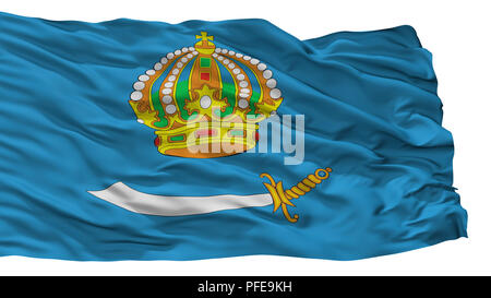 Oblast d'Astrakhan, Russie Drapeau de la ville, isolé sur fond blanc Banque D'Images
