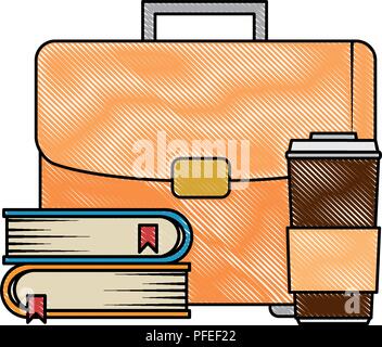Porte-documents portefeuille avec des livres et du café vector illustration design Illustration de Vecteur