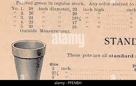 Ce catalogue répertorie divers outils de jardinage et produits de semences, y compris les tondeuses à gazon et les collecteurs d'herbe, ainsi que les différentes variétés de fleurs, de légumes et de semences agricoles. Banque D'Images